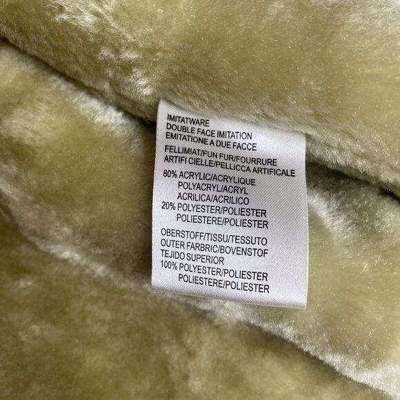 Vintage DENIM & CO Coat Faux Suede Fur Shawl Collar Pockets Button Women M Beige - Picture 11 of 11